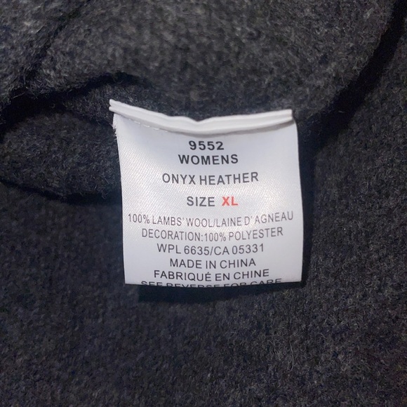 Woolrich 100 % lambs wool quarter zip pull over sweater gray red and white xl - Picture 5 of 7